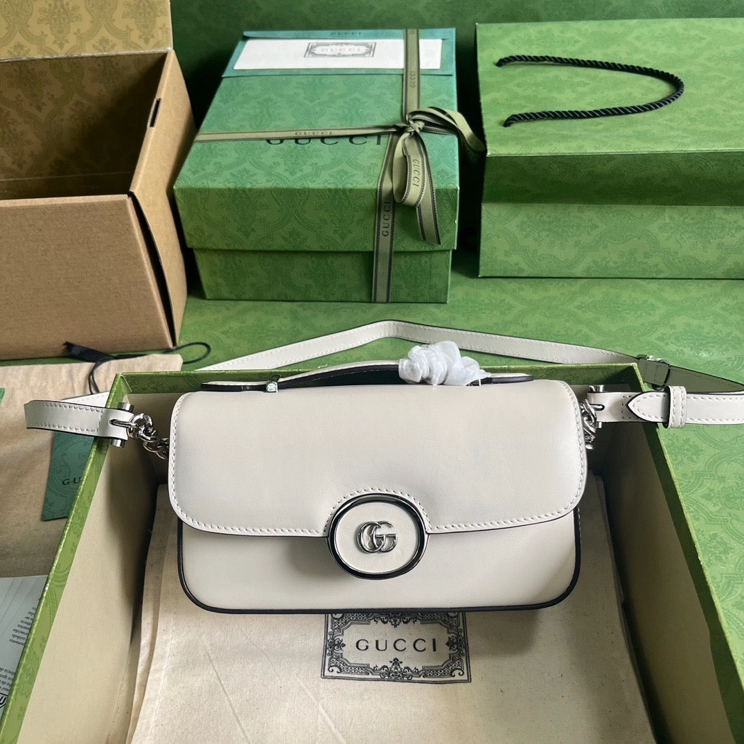 Petite GG Mini Shoulder Bag White Leather Shoulder Bag for Women