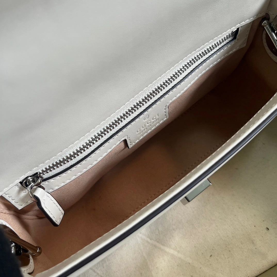 Petite GG Mini Shoulder Bag White Leather Shoulder Bag for Women