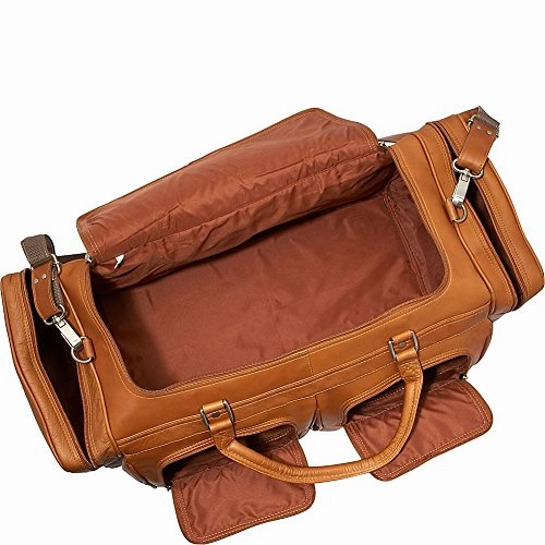 Piel Leather 24In Duffel With Pockets, Saddle, One Size