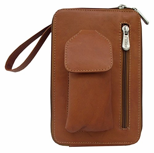 Piel Leather Organizer Bag, Chocolate, One Size