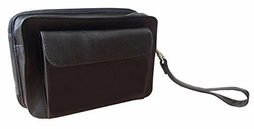 Piel Leather Organizer Bag, Chocolate, One Size