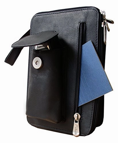 Piel Leather Organizer Bag, Chocolate, One Size