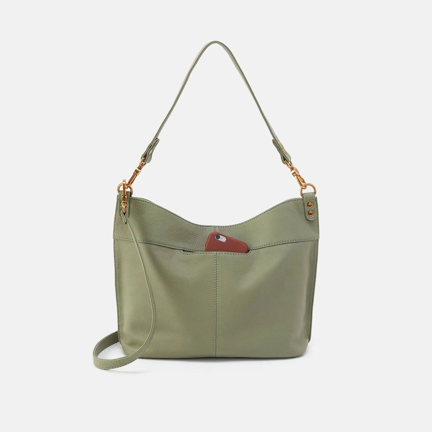 Pier Shoulder Bag Pebbled Leather Watercress