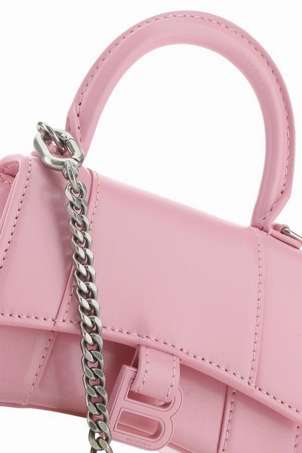 Pink leather mini Hourglass handbag
