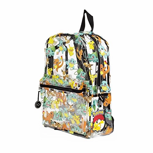 Pokemon Allover Print Pikachu, Squirtle, Charmander Clear Backpack Bag