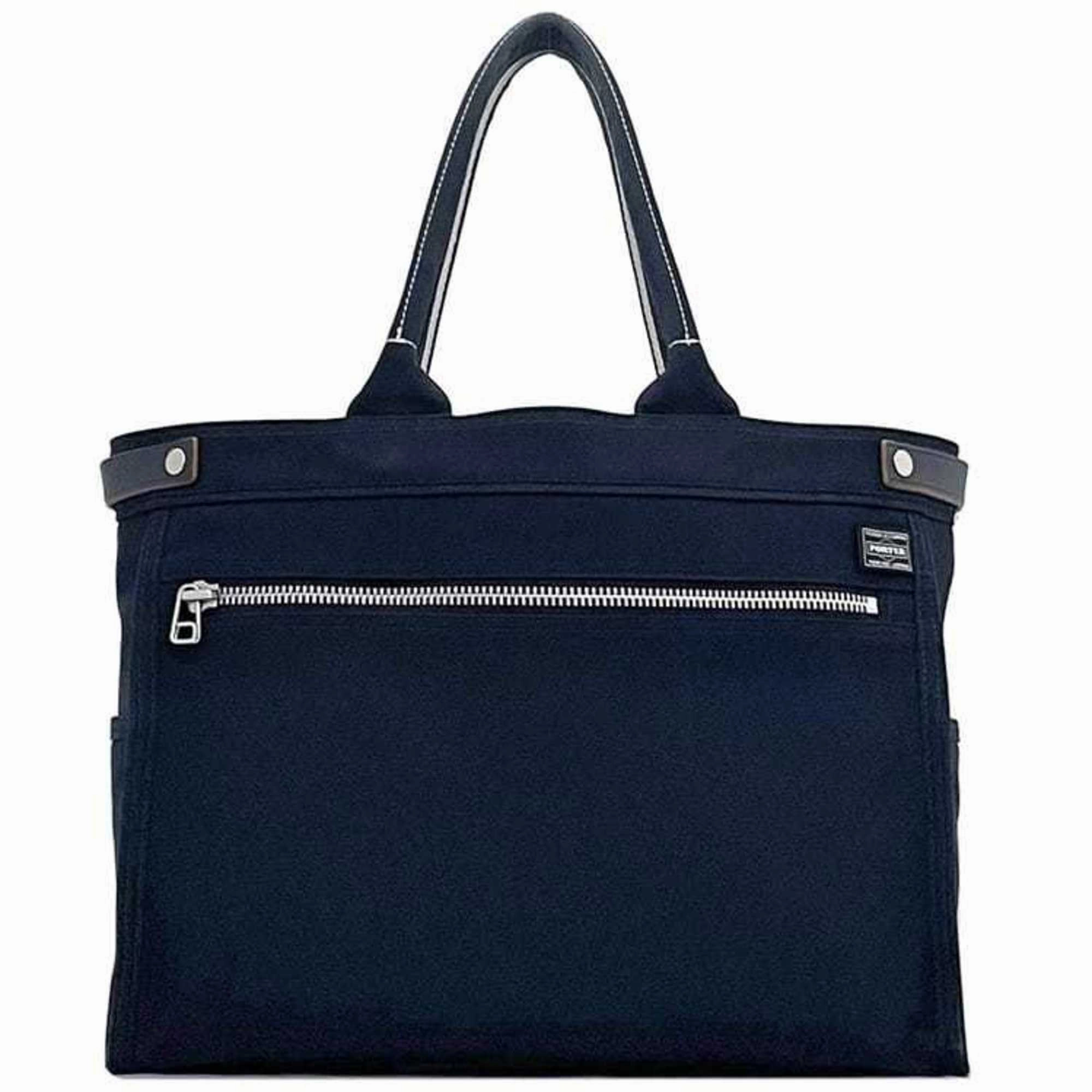 Porter Cotton Canvas Leather Tote Bag (Pre-Owned)