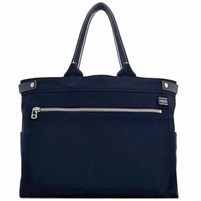 Porter Cotton Canvas Leather Tote Bag (Pre-Owned)