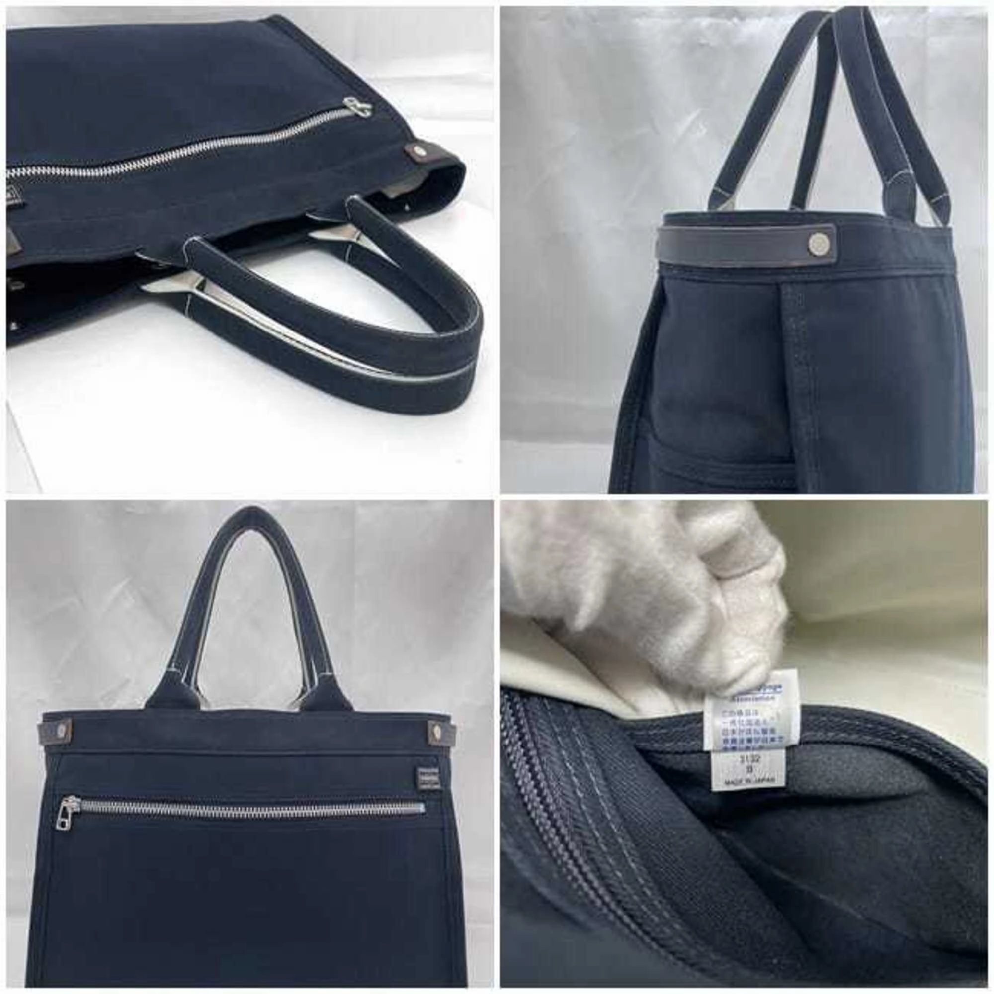 Porter Cotton Canvas Leather Tote Bag (Pre-Owned)