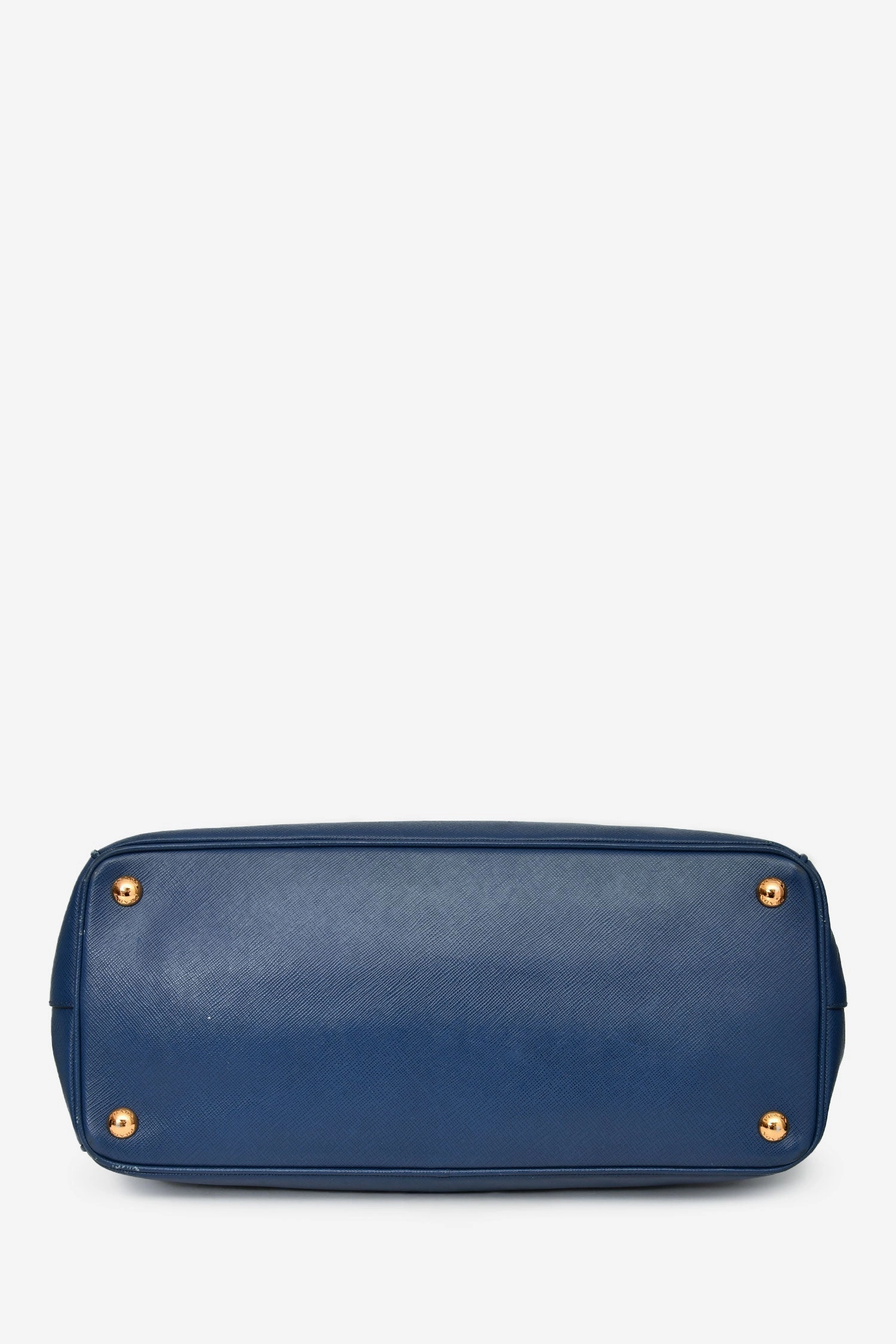 Prada 2015 Navy Blue Saffiano Leather Large Double Zip Galleria Tote with Strap