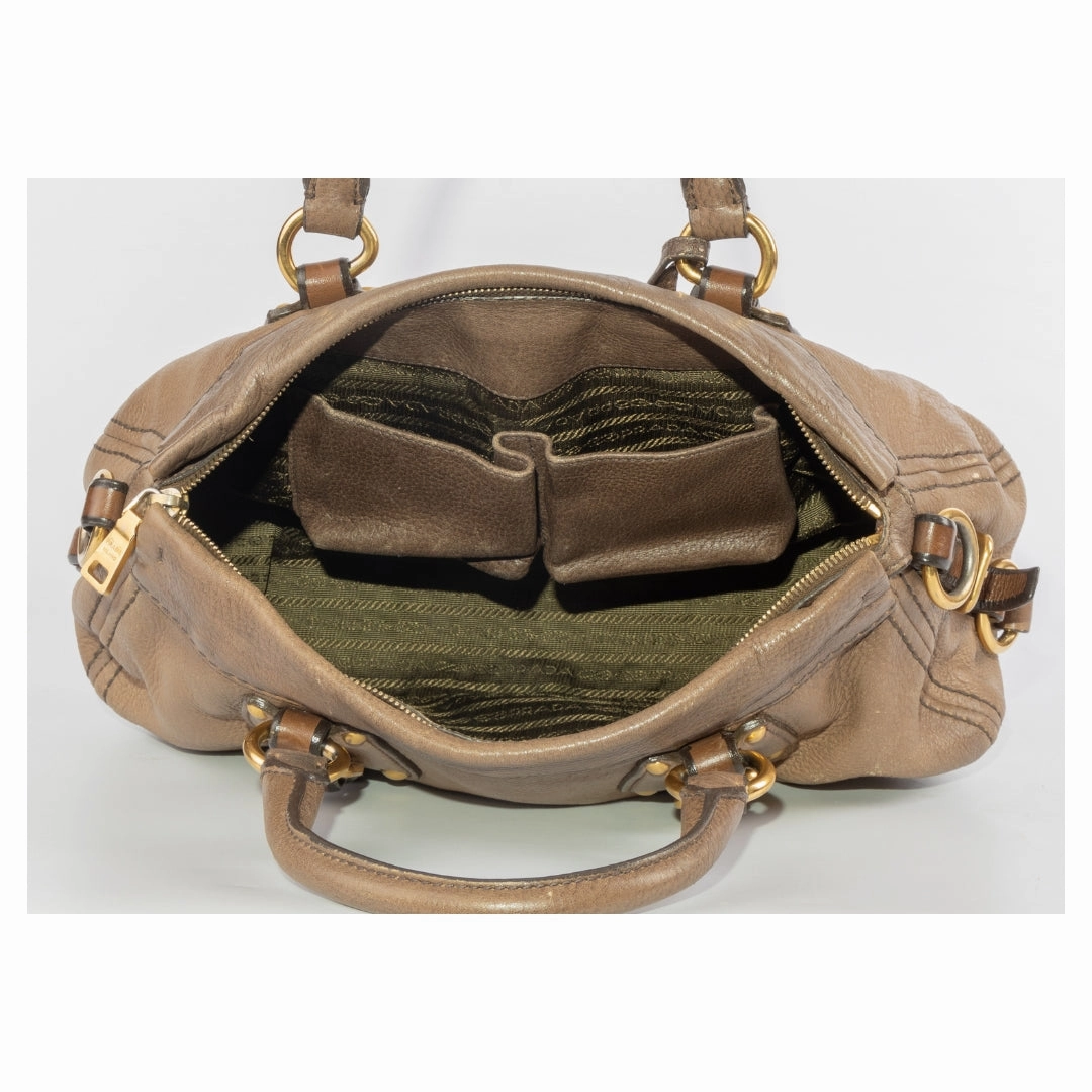 Prada Brown Leather Cervo Satchel