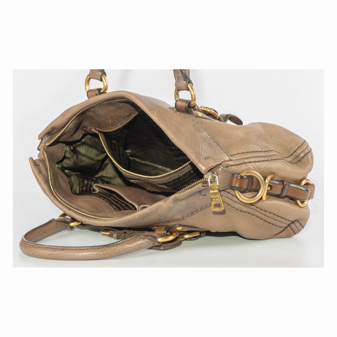 Prada Brown Leather Cervo Satchel