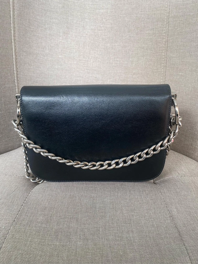 Prada Cahier Black Leather Shoulder Bag 21x16cm