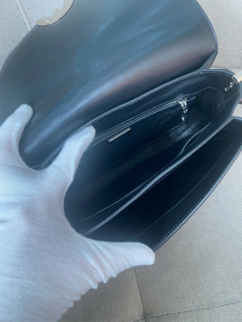 Prada Cahier Black Leather Shoulder Bag 21x16cm