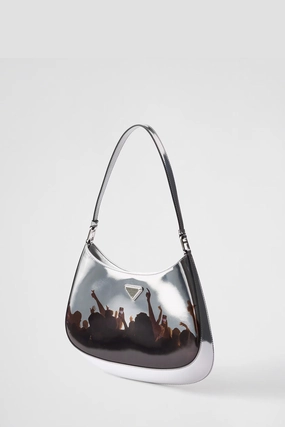 Prada Cleo Printed Brushed Leather Shoulder Bag