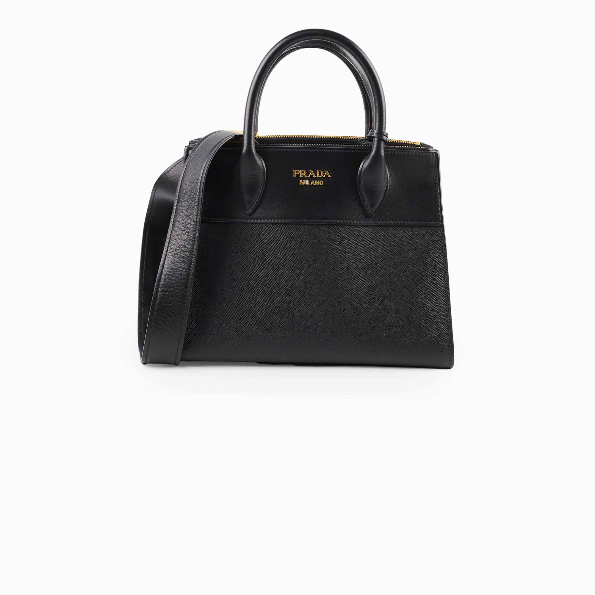 Prada Esplanade Tote Safiano with City  Calf Black