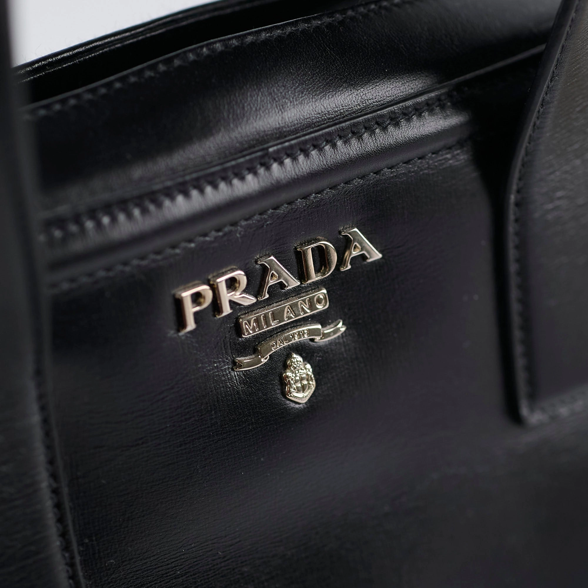 Prada Large Leather Tote Black