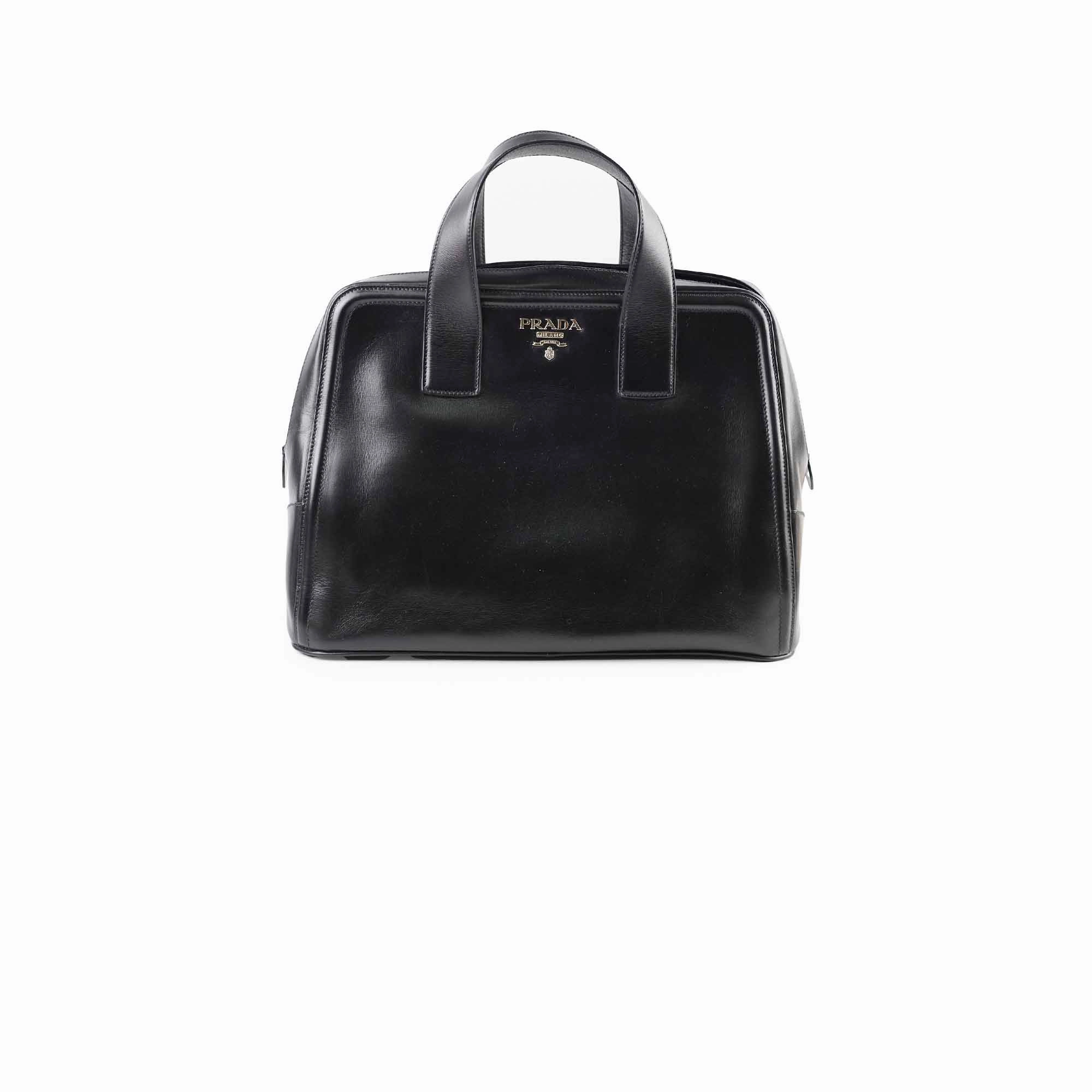 Prada Large Leather Tote Black