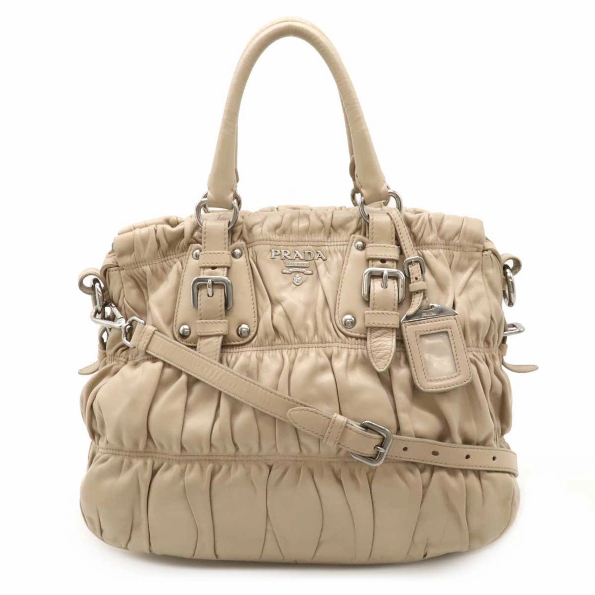 Prada Leather Handbag Shoulder Bag Tote Bag (Pre-Owned)