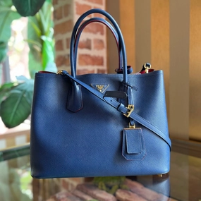 PRADA Medium Saffiano Lux Leather Double Handle Tote Bag