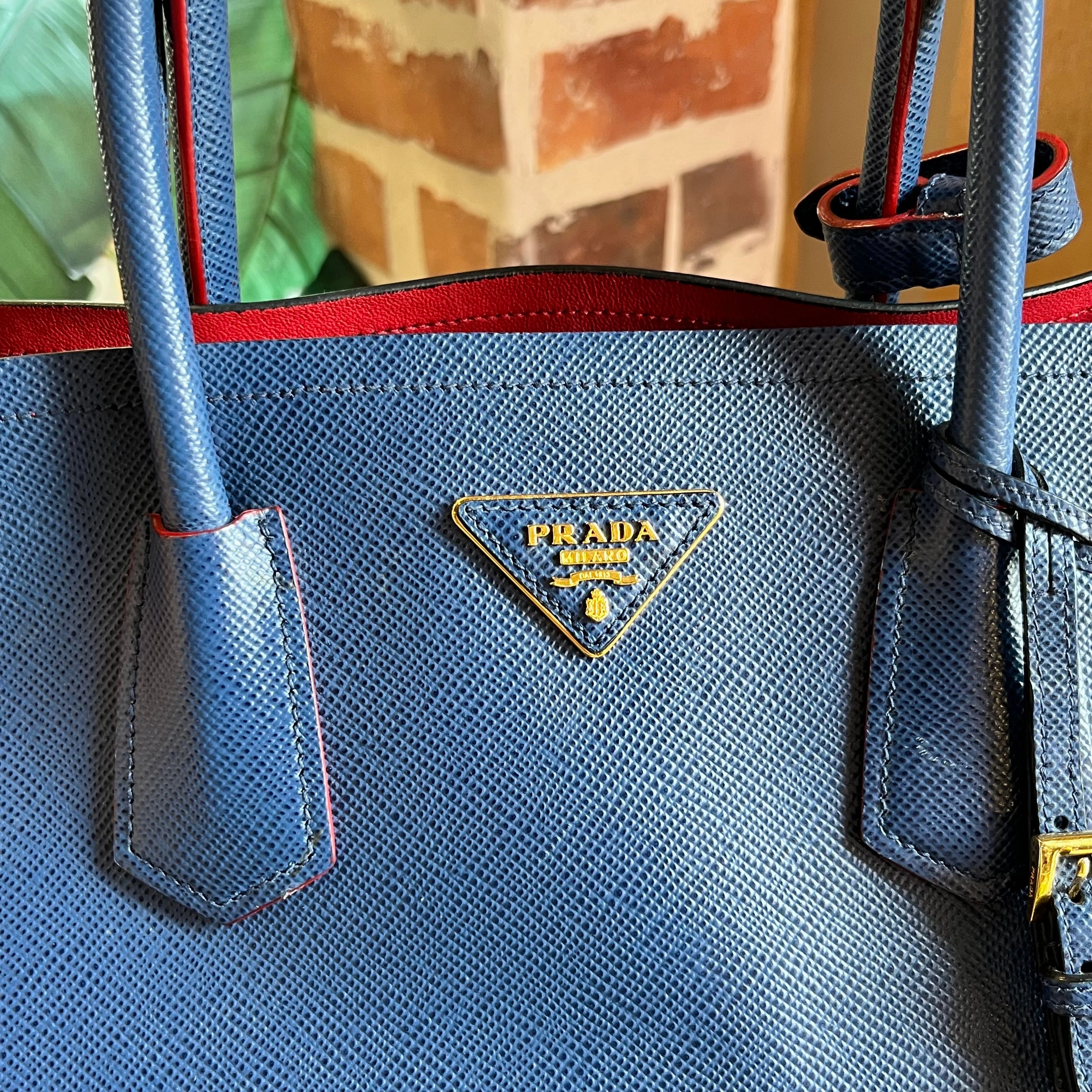 PRADA Medium Saffiano Lux Leather Double Handle Tote Bag