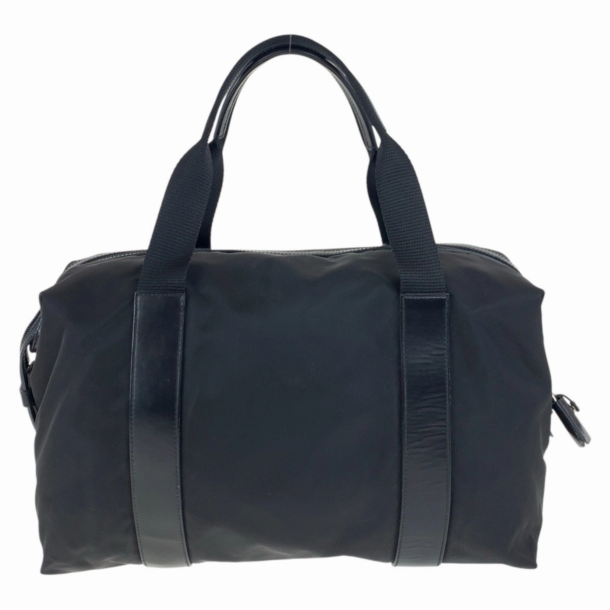 Prada Nylon Leather Boston Bag Tote Bag (Pre-Owned)