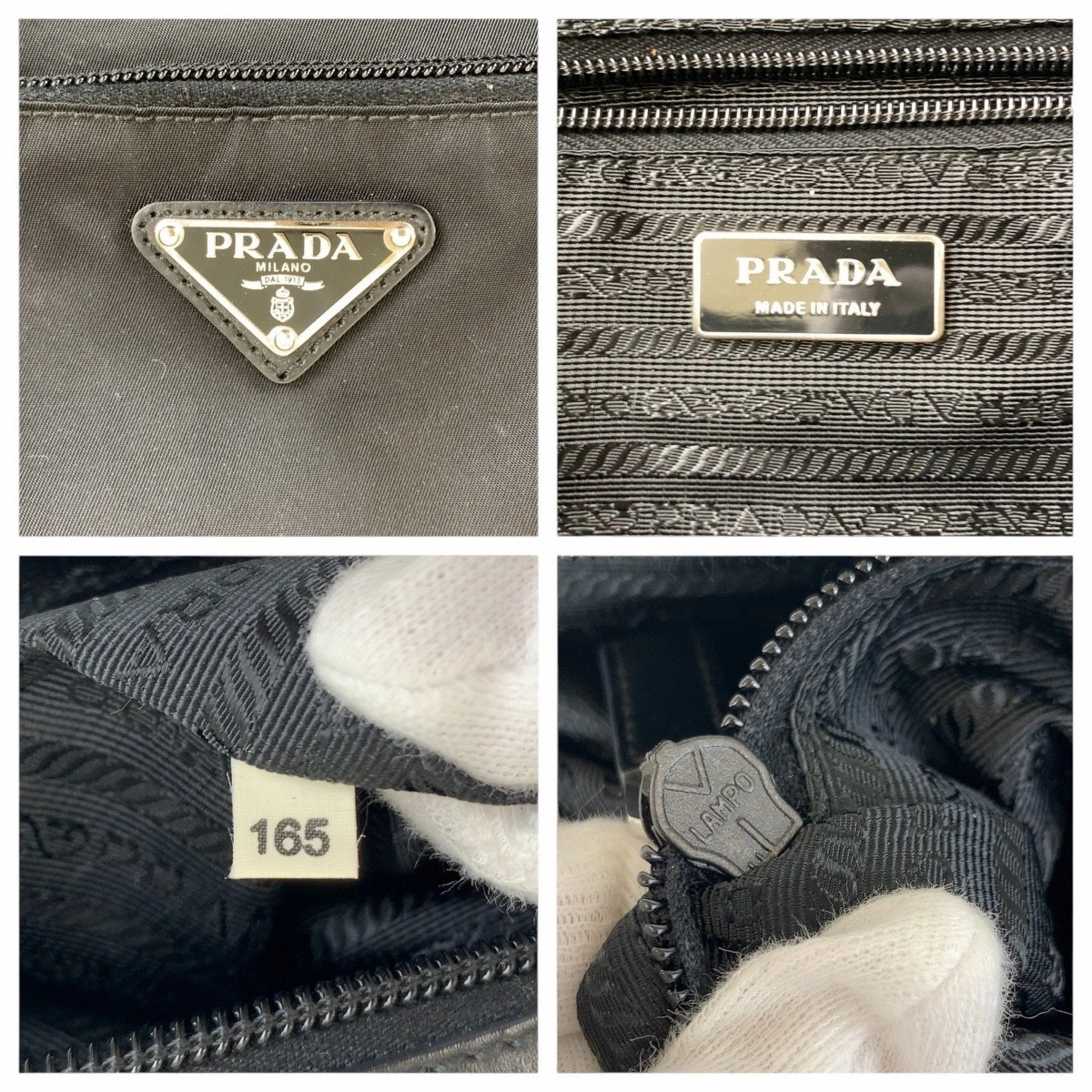 Prada Nylon Leather Boston Bag Tote Bag (Pre-Owned)