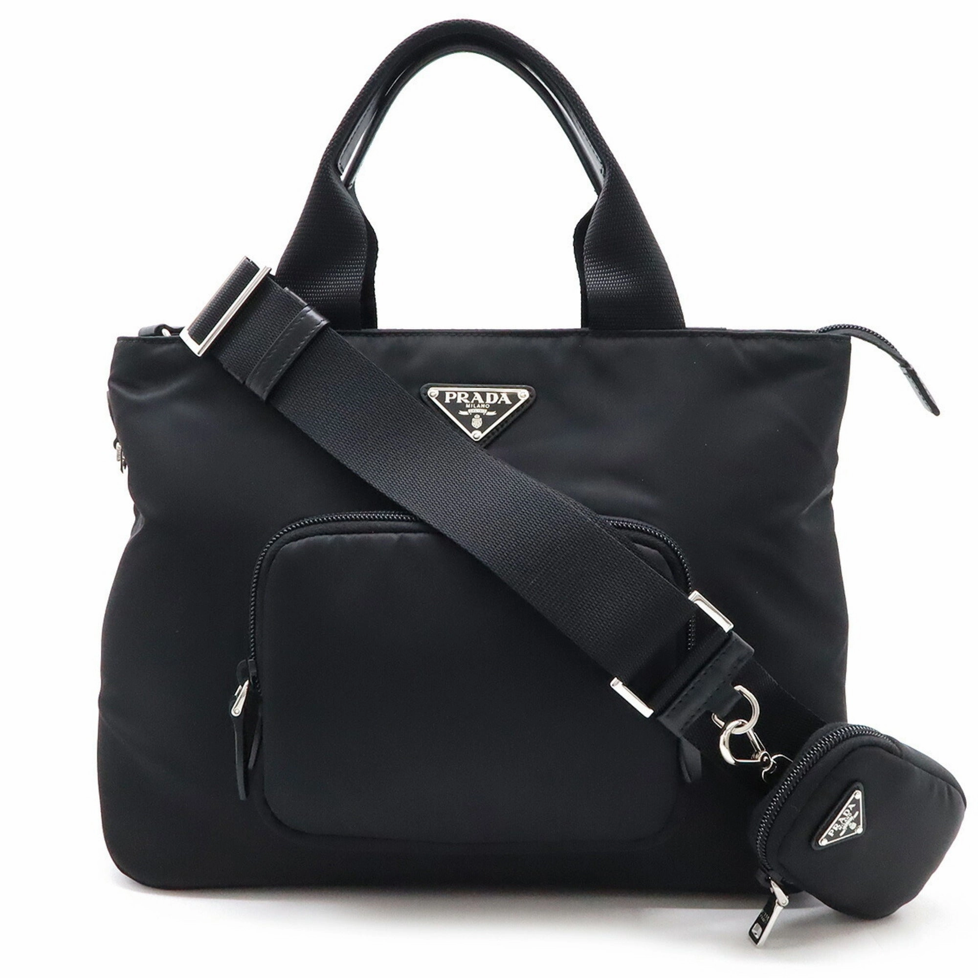 Prada  Nylon Leather Handbag Shoulder Bag Tote Bag (Pre-Owned)