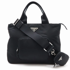 Prada  Nylon Leather Handbag Shoulder Bag Tote Bag (Pre-Owned)