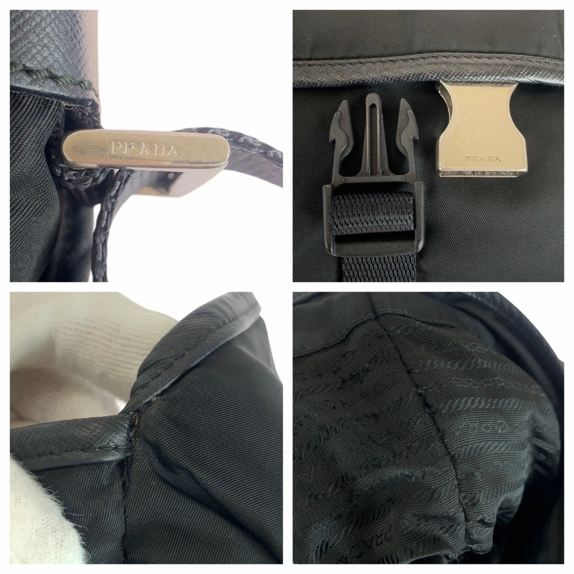 Prada Nylon Leather Messenger Bag Shoulder Bag (Pre-Owned)
