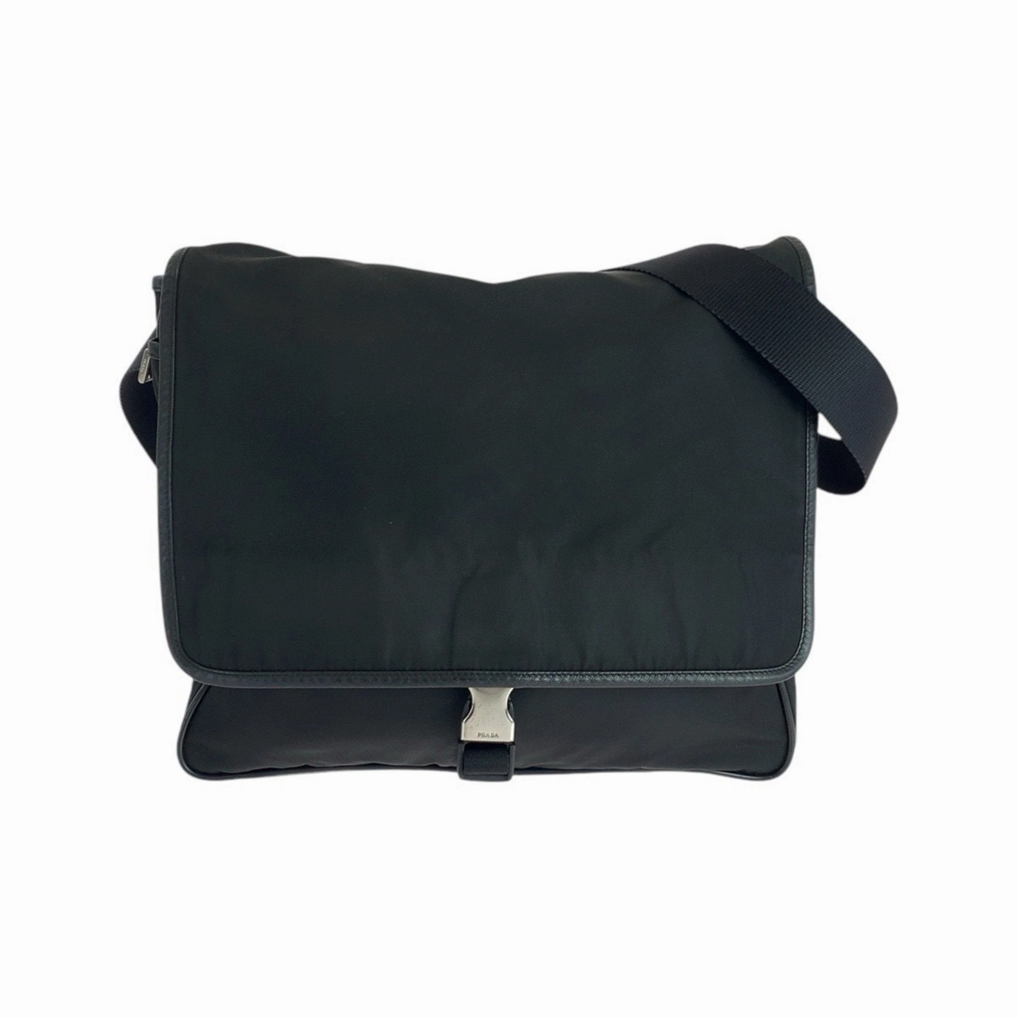 Prada Nylon Leather Messenger Bag Shoulder Bag (Pre-Owned)