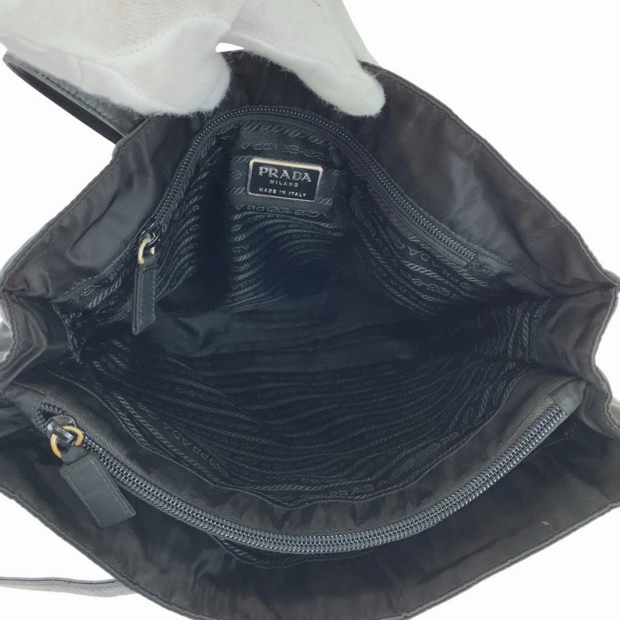 Prada Nylon Leather Shoulder Bag Tote Bag (Pre-Owned)