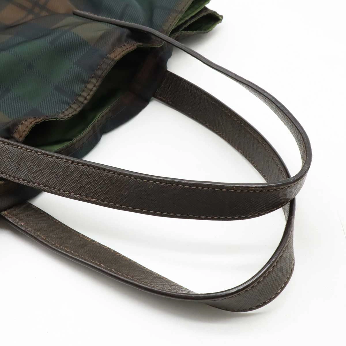 Prada Nylon Leather Triangle Logo Tote Bag