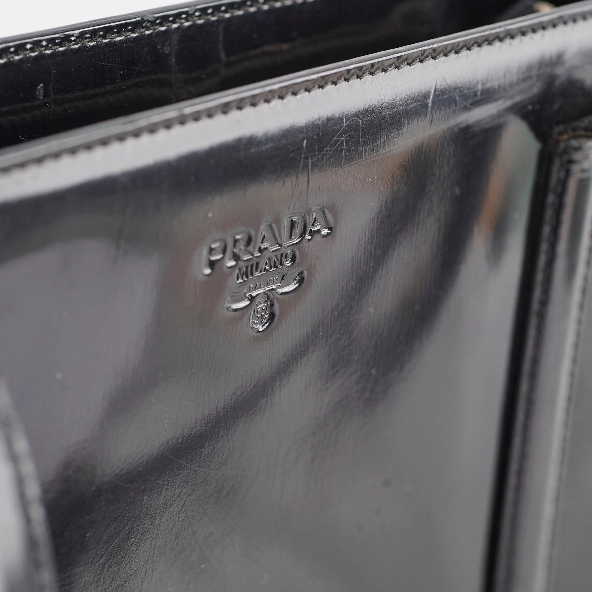 Prada Patent Leather Tote Black
