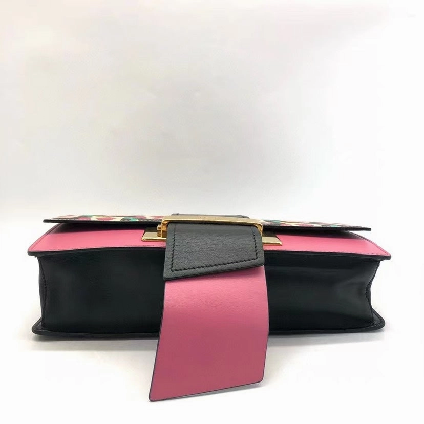 Prada Ribbon Multicolor Leather Shoulder Bag Medium