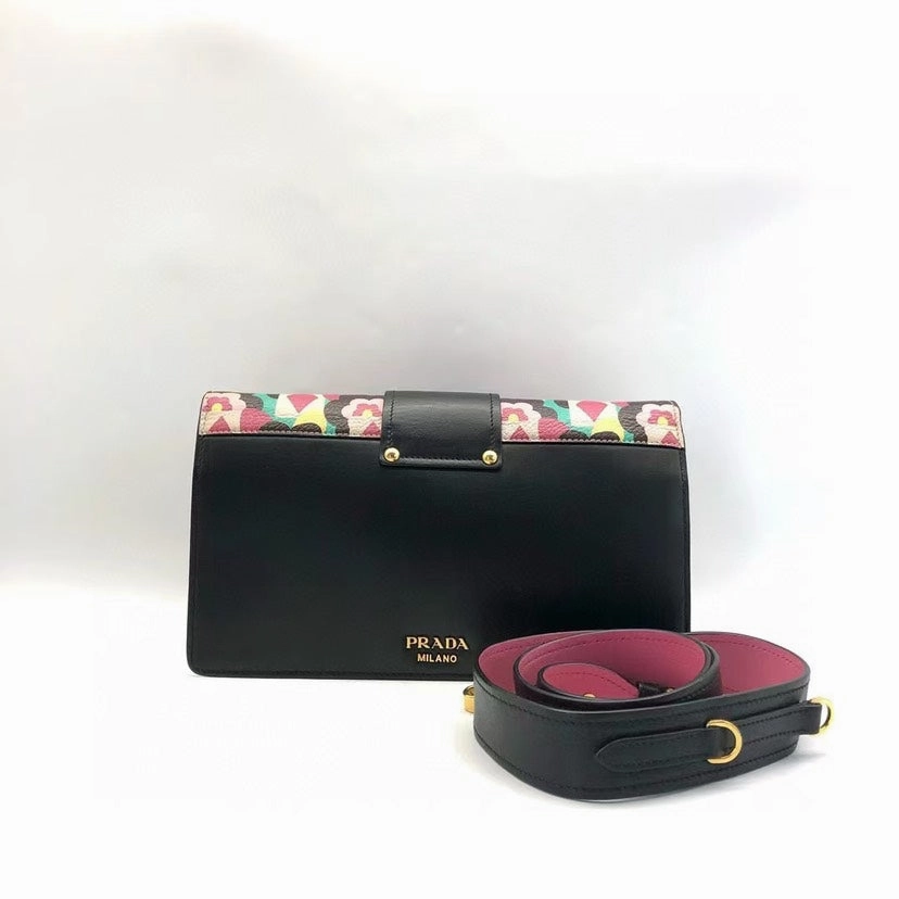 Prada Ribbon Multicolor Leather Shoulder Bag Medium