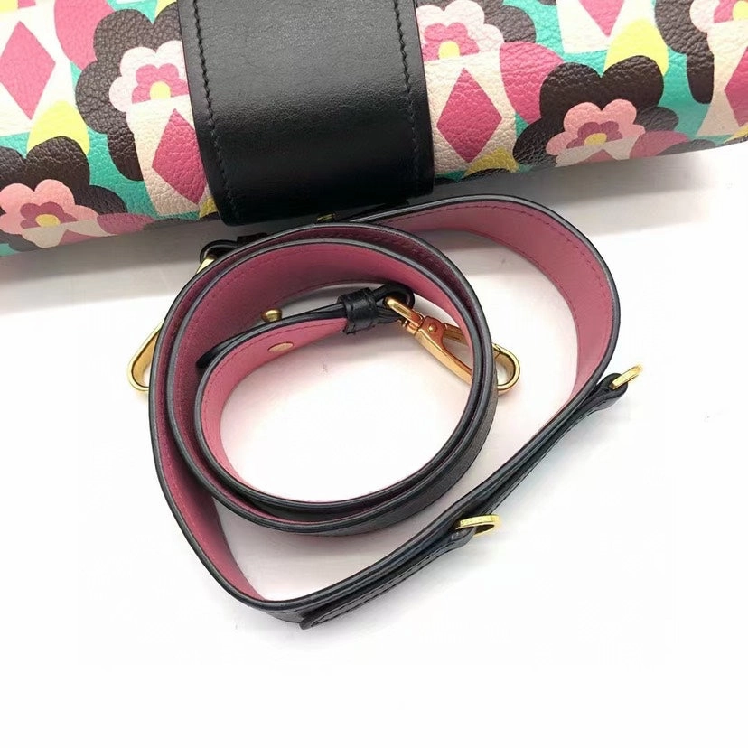Prada Ribbon Multicolor Leather Shoulder Bag Medium