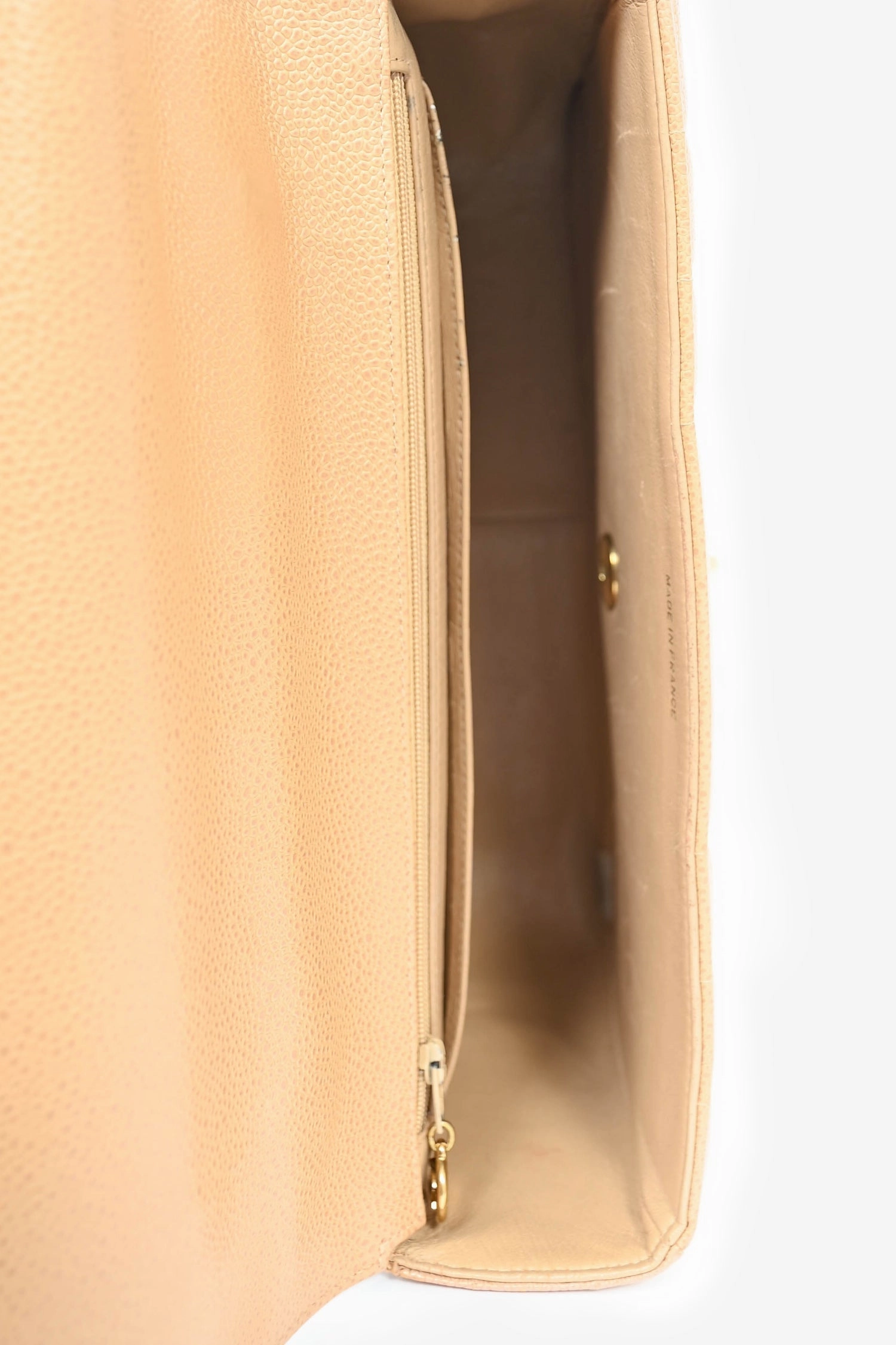Pre-Loved Chanel 1995 Beige Caviar Leather Kelly Mademoiselle Top Handle