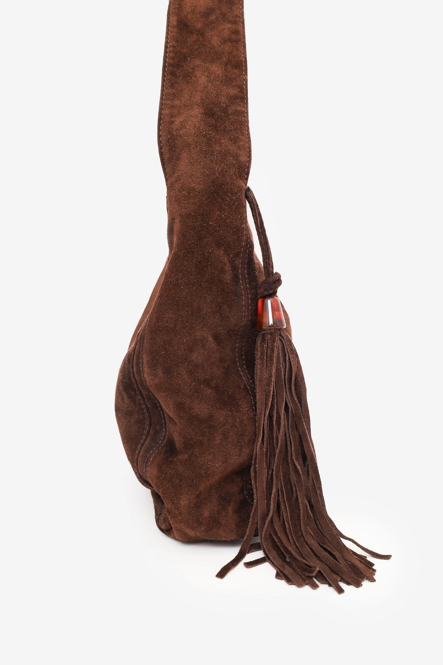 Pre-Loved Chanel 1996-97 Brown Suede CC Tassel Shoulder Bag