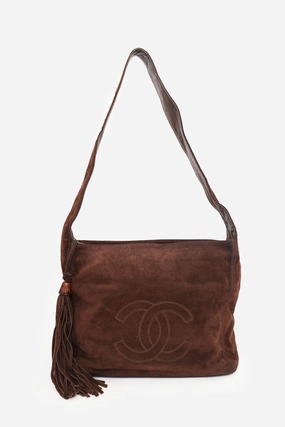 Pre-Loved Chanel 1996-97 Brown Suede CC Tassel Shoulder Bag
