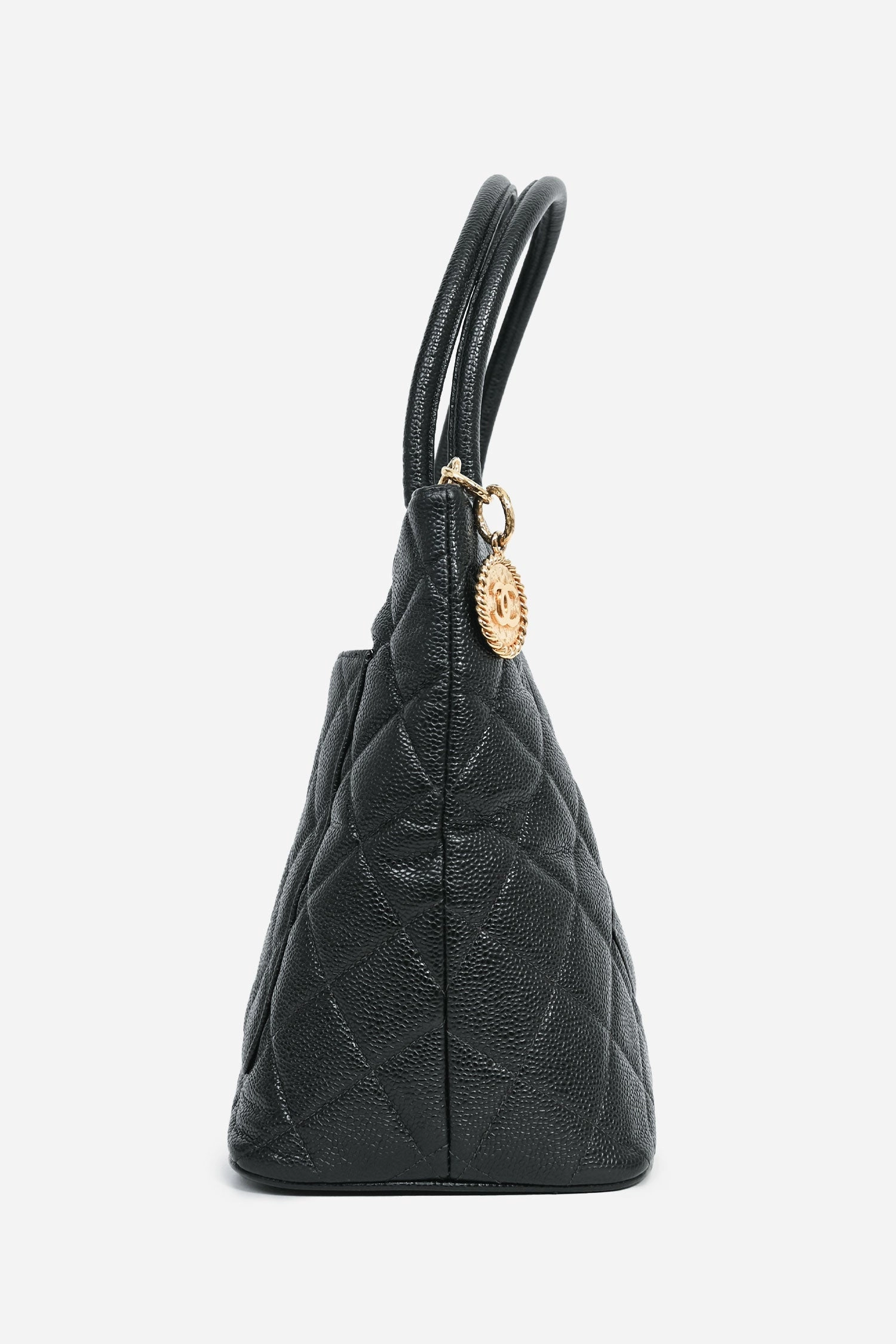 Pre-Loved Chanel 2002-03 Black Caviar Medallion Tote