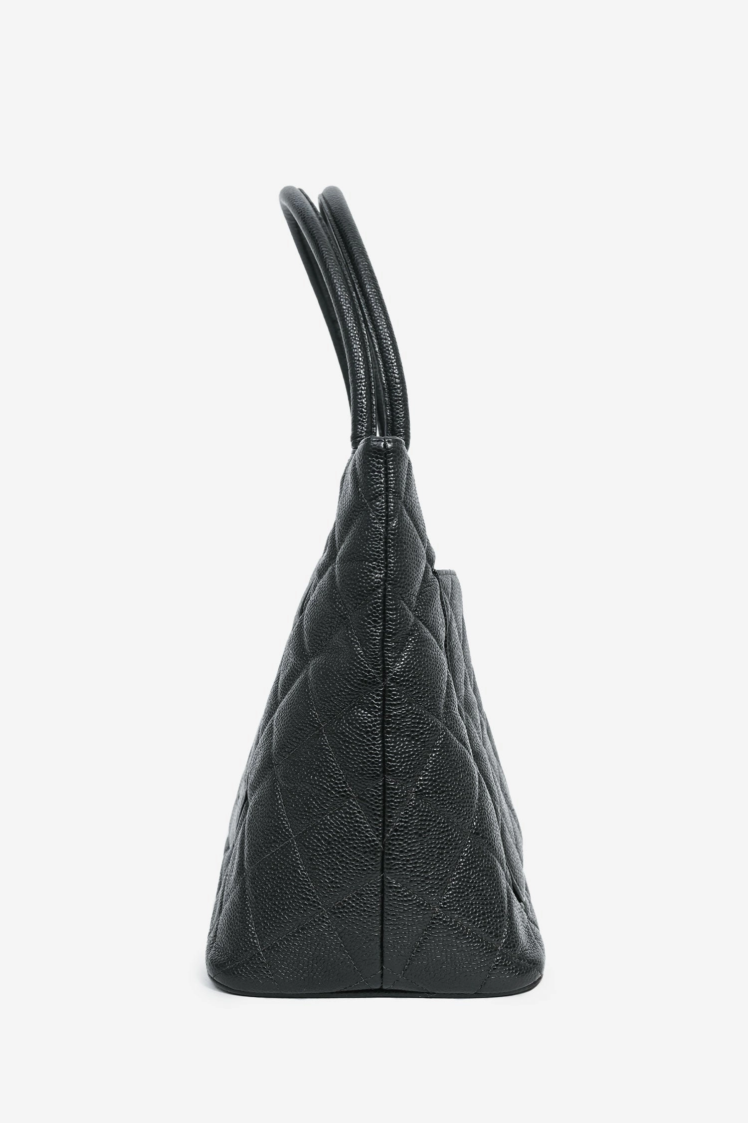 Pre-Loved Chanel 2002-03 Black Caviar Medallion Tote