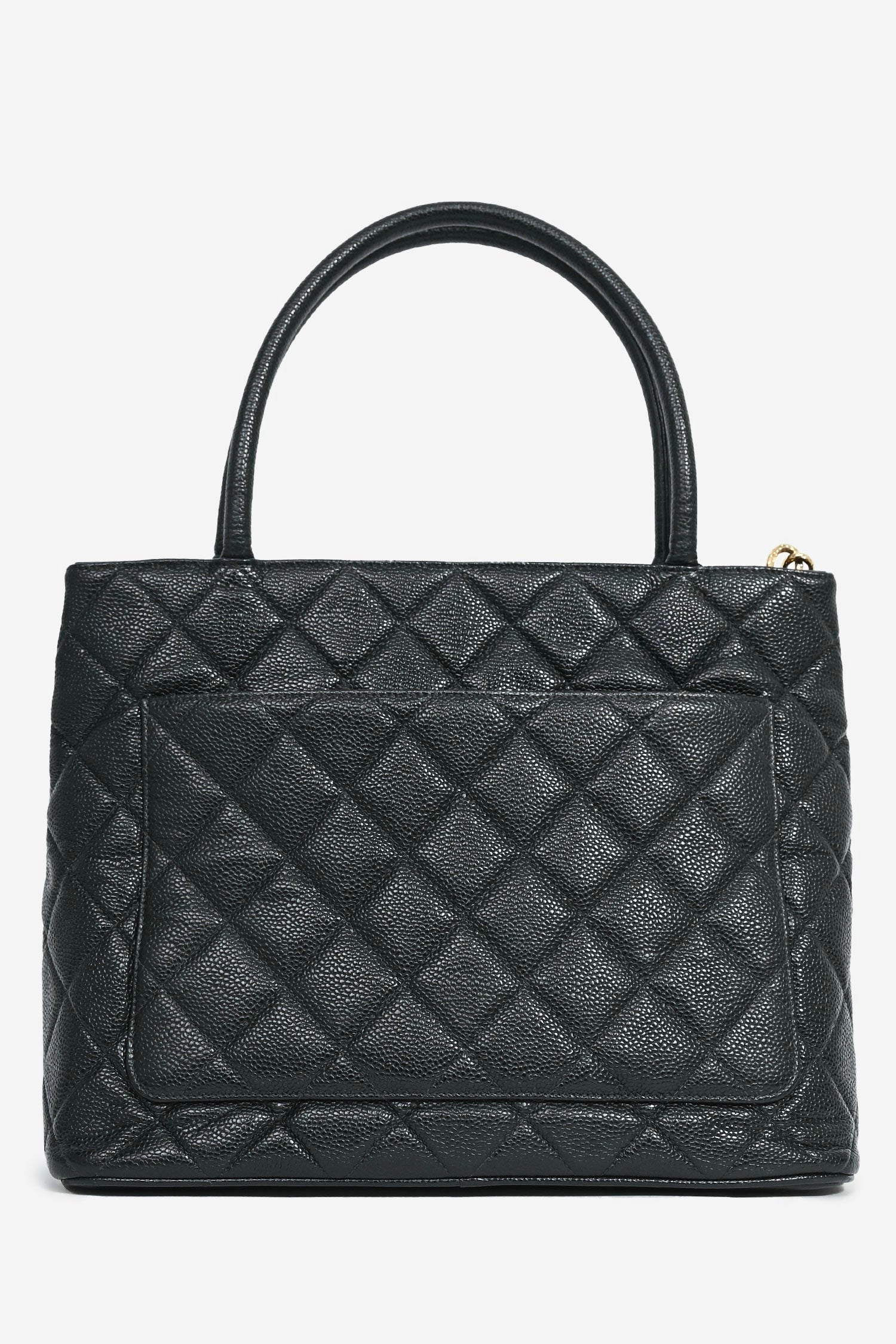 Pre-Loved Chanel 2002-03 Black Caviar Medallion Tote