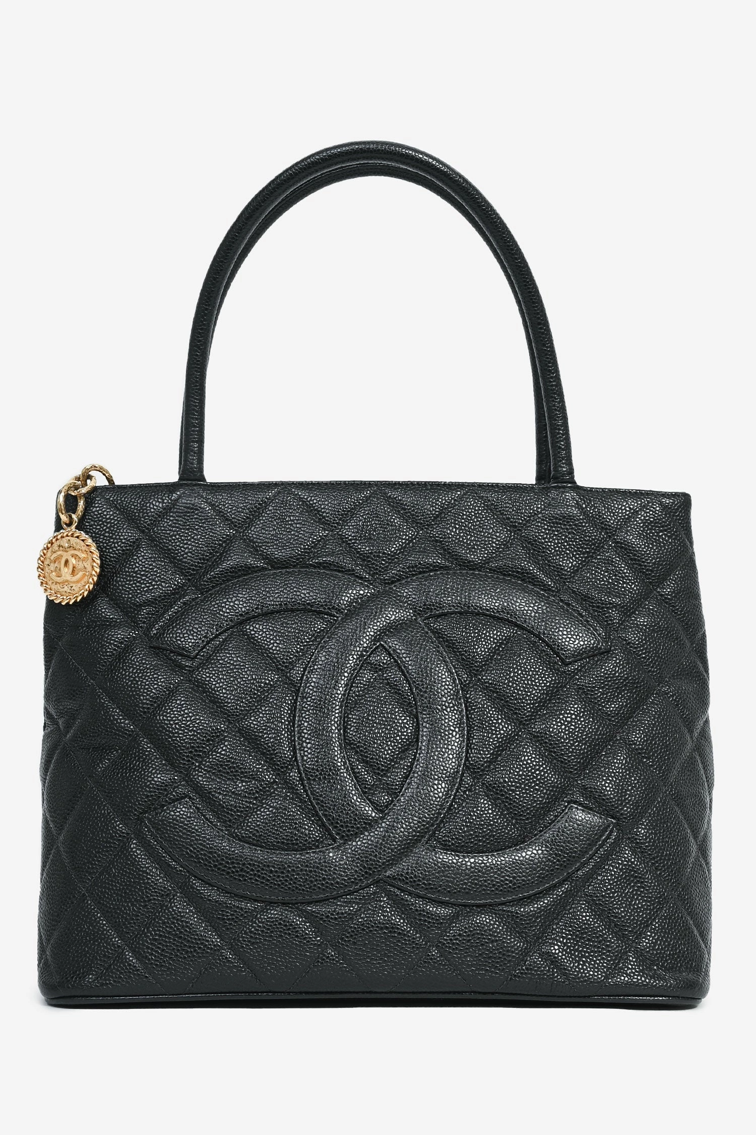 Pre-Loved Chanel 2002-03 Black Caviar Medallion Tote