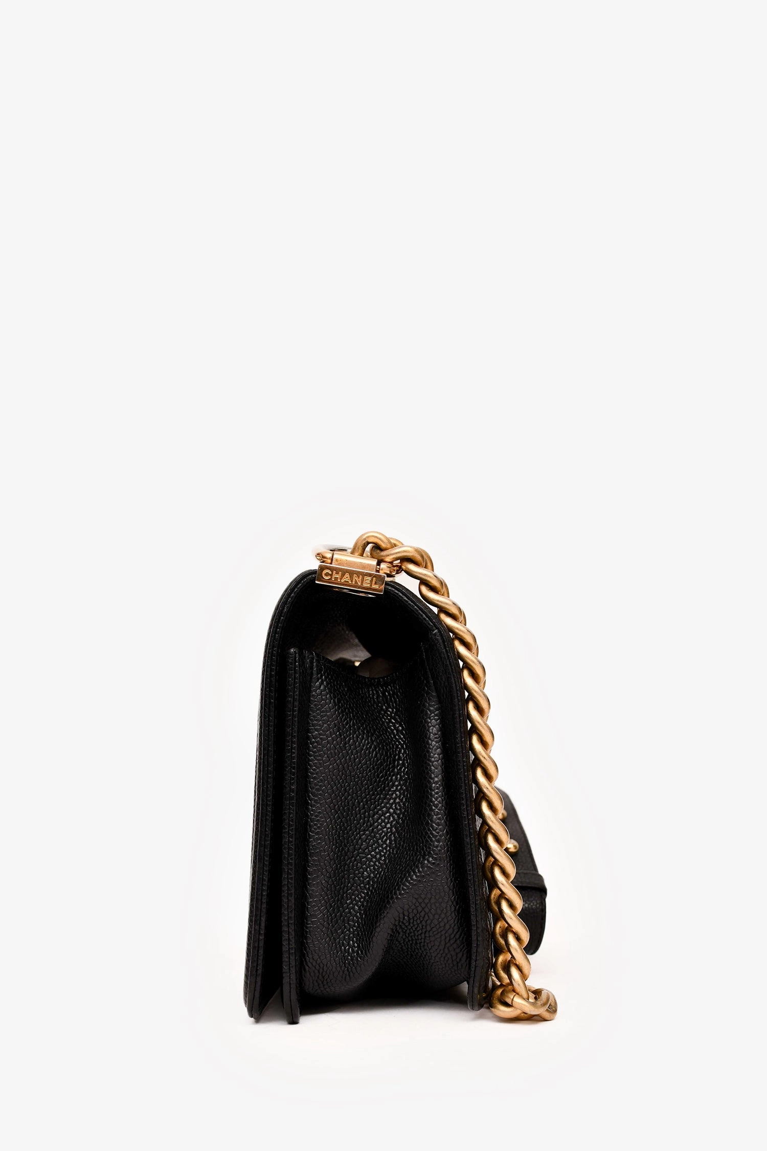 Pre-Loved Chanel 2016-17 Black Caviar Leather New Medium Boy Crossbody (As Is)
