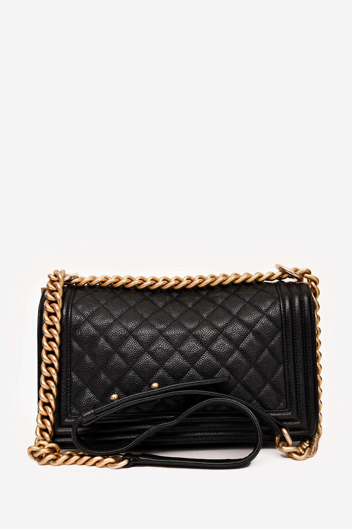 Pre-Loved Chanel 2016-17 Black Caviar Leather New Medium Boy Crossbody (As Is)