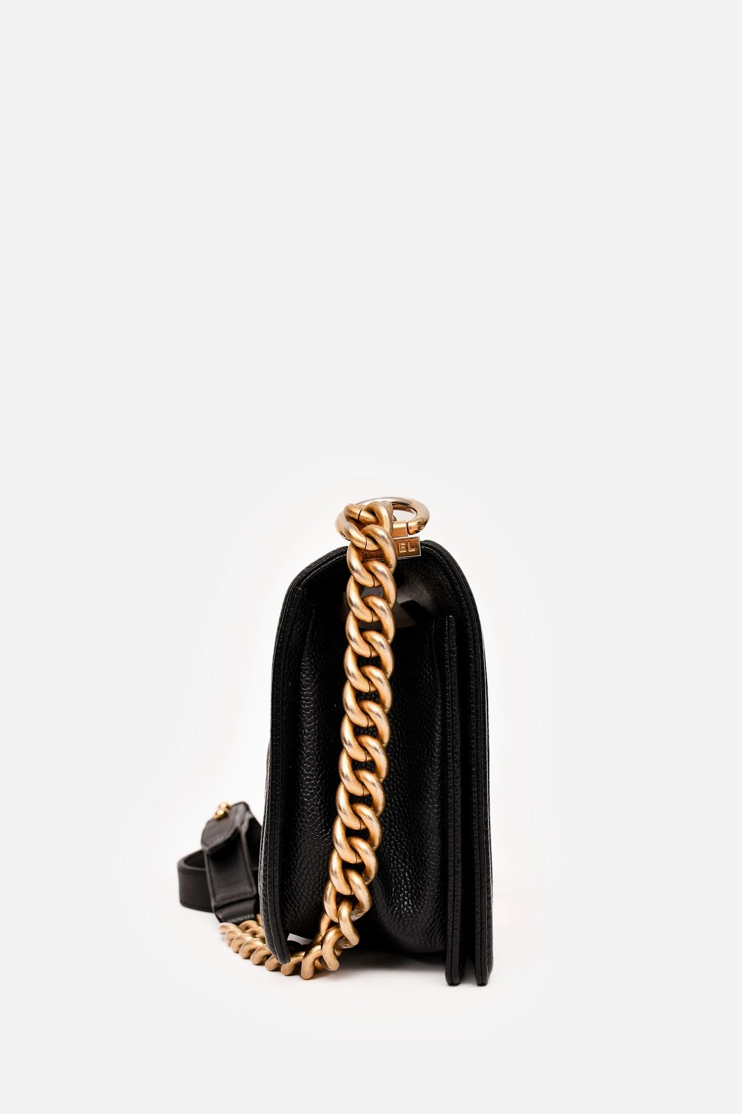 Pre-Loved Chanel 2016-17 Black Caviar Leather New Medium Boy Crossbody (As Is)