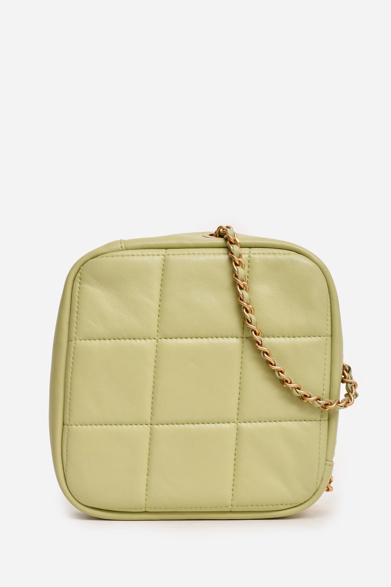 Pre-Loved Chanel 2019-2020 Green Lambskin Leather Diamond CC Crossbody