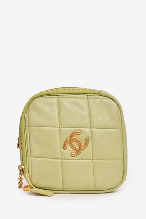 Pre-Loved Chanel 2019-2020 Green Lambskin Leather Diamond CC Crossbody