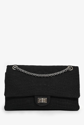 Pre-Loved Chanel Black Jersey Reissue 227 Shoulder Bag (As Is)