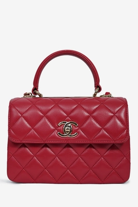 Pre-Loved Chanel Magenta Leather Trendy CC Small Top Handle